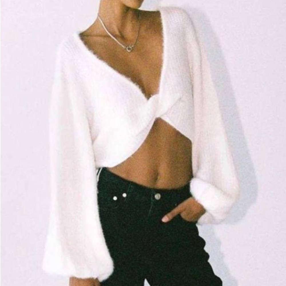 Princess Polly White Twisted Sweater.